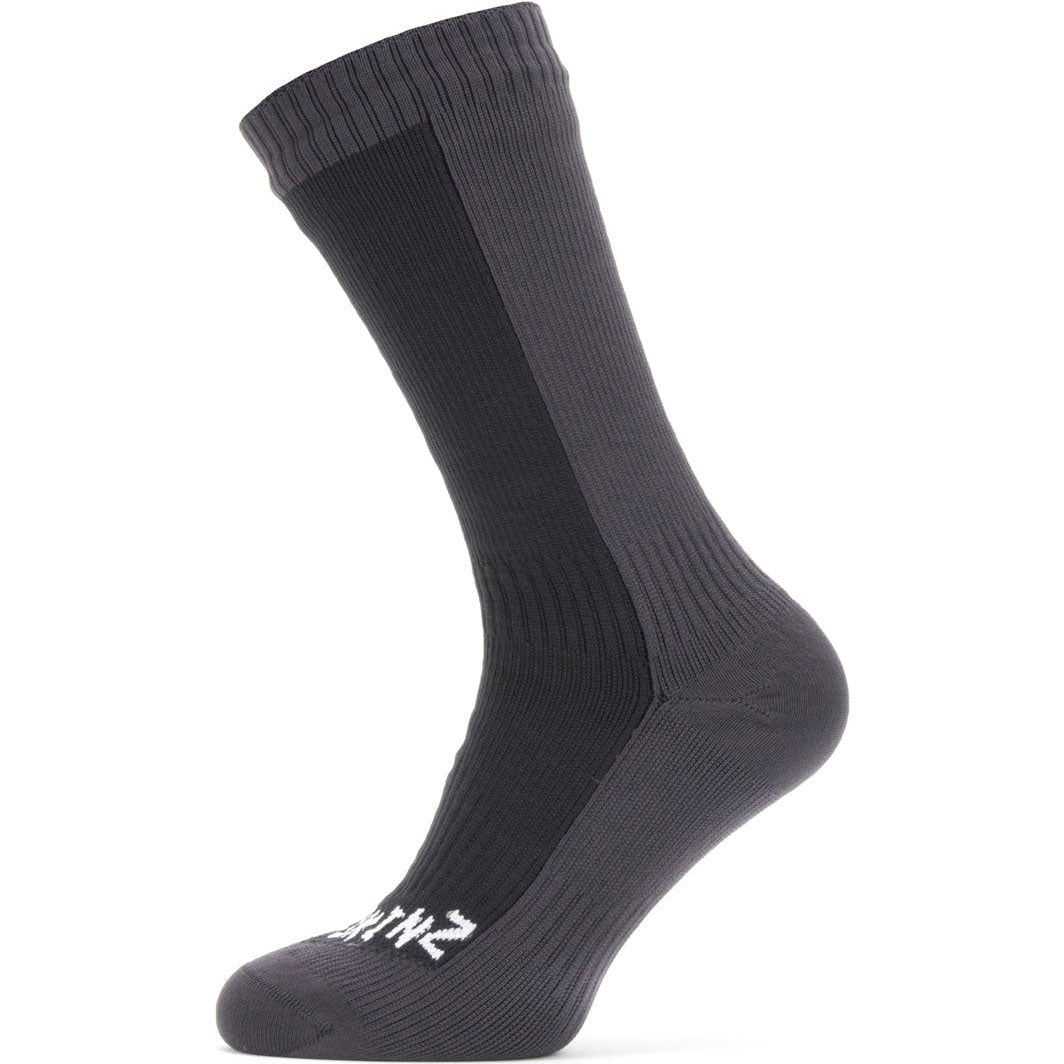 Sealskinz Waterproof Cold Weather Mid Length Sock (Black/Grey, M)