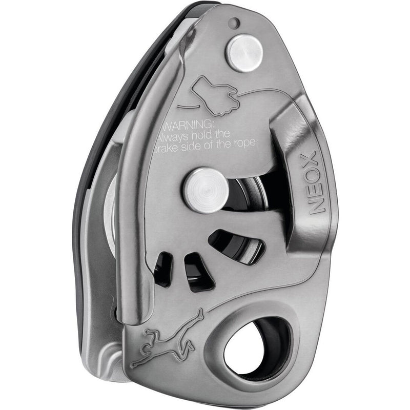 Petzl Neox Belay Device in Light Gray front