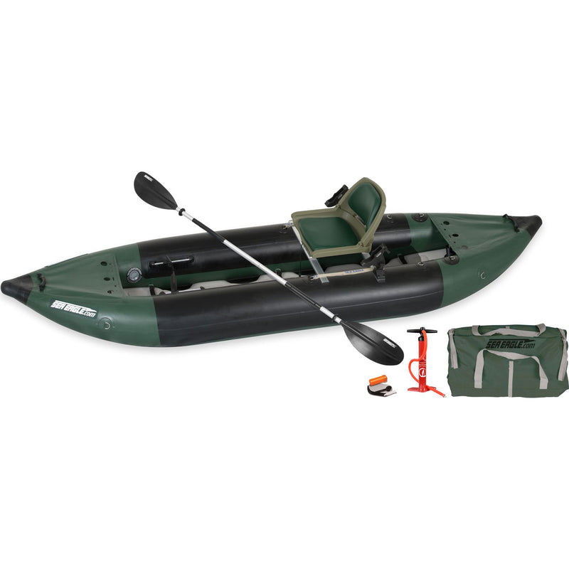 Sea Eagle Explorer 350FX Inflatable Kayak Swivel Seat Fishing Rig Package angle