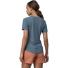 Patagonia Women's Capilene Cool Trail Short Sleeve Shirt in Utility Blue model back