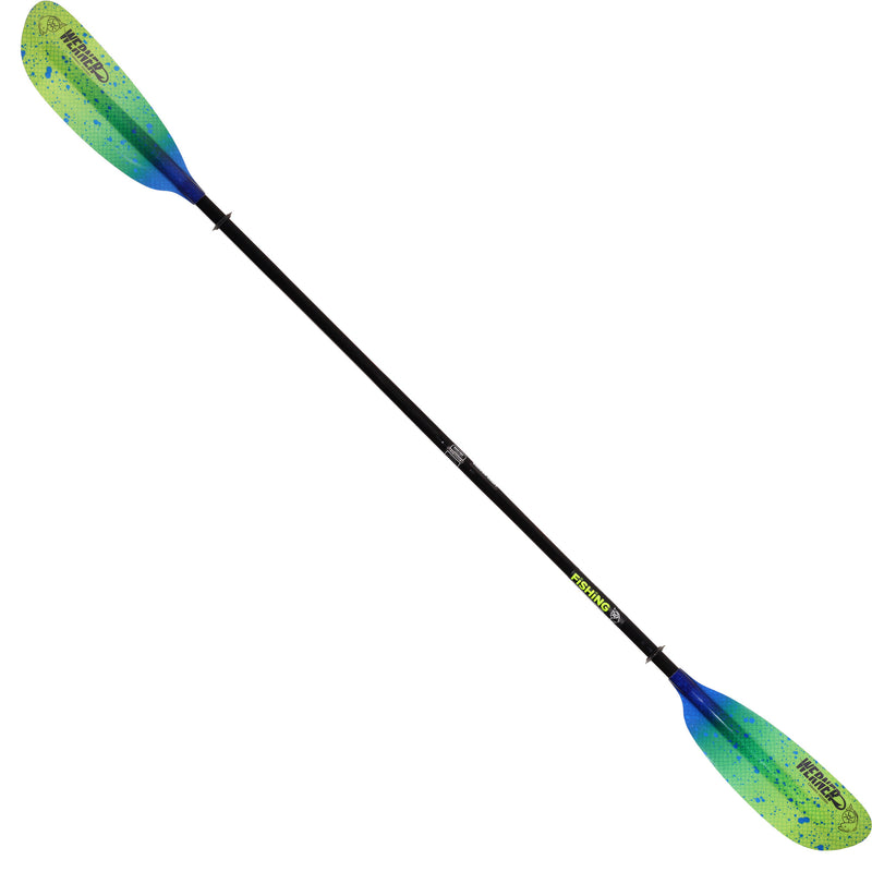 Werner Paddles Camano Hooked Adjustable Fiberglass Kayak Fishing Paddle Bass Green